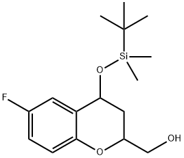 4-tert-Butyldimethylsilyloxy-6-fluoro-2-hydroxymethyl-3,4-dihydro-2H-1-benzopyran 
(Mixture of Diastereomers) 结构式