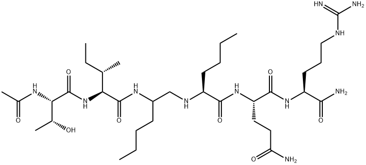 N-[2-[[N-(N-乙酰基-L-苏氨酰)-L-异亮氨酰]氨基]己基]-L-正亮氨酰-L-谷氨酰胺酰-L-精氨酰胺 结构式