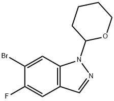 6-BROMO-5-FLUORO-1-(TETRAHYDRO-2H-PYRAN-2-YL)-1H-INDAZOLE 结构式