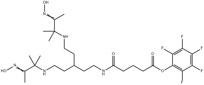 5-[[5-[[2-(Hydroxyimino)-1,1-dimethylpropyl]amino]-3-[2-[[2-(hydroxyimino)-1,1-dimethylpropyl]amino]ethyl]pentyl]amino]-5-oxo-pentanoic Acid 2,3,4,5,6-Pentafluorophenyl Ester
 结构式