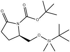 (2R)-2-[[[(1,1-DIMETHYLETHYL)DIMETHYLSILYL]OXY]METHYL]-5-OXO-1-PYRROLIDINECARBOXYLATE-1,1-DIMETHYLETHYL ESTER 结构式