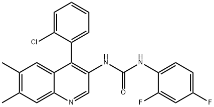1-[4-(2-chlorophenyl)-6,7-dimethyl-quinolin-3-yl]-3-(2,4-difluoropheny l)urea 结构式