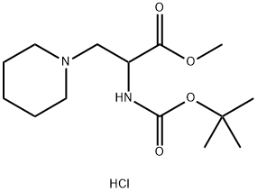 2-((叔丁氧羰基)氨基)-3-(哌啶-1-基)丙酸甲酯盐酸盐 结构式