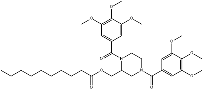 Decanoic acid, (1,4-bis(3,4,5-trimethoxybenzoyl)-2-piperazinyl)methyl  ester 结构式