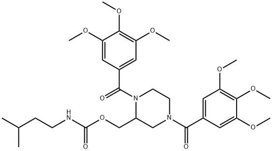 Carbamic acid, (3-methylbutyl)-, (1,4-bis(3,4,5-trimethoxybenzoyl)-2-p iperazinyl)methyl ester 结构式