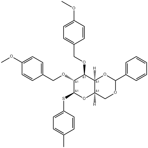 4-Methylphenyl 4,6-O-Benzylidene-2,3-di-O-(4-methoxybenzyl)--D-thiogalactopyranoside 结构式