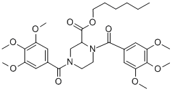 Hexyl 1,4-bis(3,4,5-trimethoxybenzoyl)-2-piperazinecarboxylate 结构式