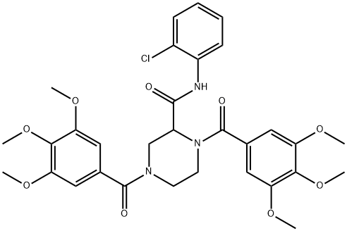 1,4-Bis(3,4,5-trimethoxybenzoyl)-N-(2-chlorophenyl)-2-piperazinecarbox amide 结构式