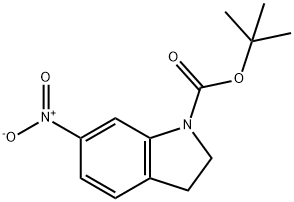 6-硝基二氢吲哚-1-甲酸叔丁酯 结构式