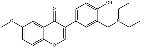 7-methoxy-4'-hydroxy-3'-diethylaminomethylisoflavone 结构式