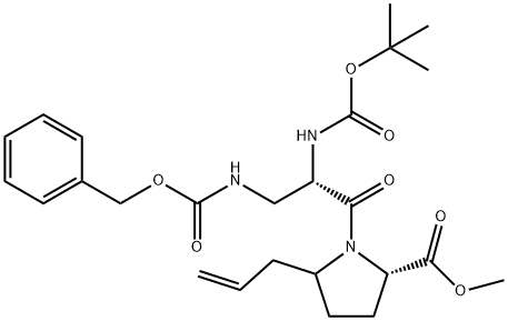 (2S)-5-烯丙基-1-((S)-3-(((苄氧基)羰基)氨基)-2-((叔丁氧基羰基)氨基)丙酰基)吡咯烷-2-羧酸甲酯 结构式