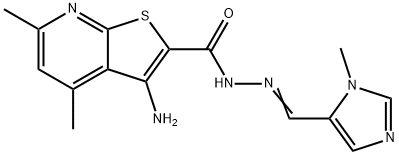 3-AMino-4,6-diMethyl-thieno[2,3-b]pyridine-2-carboxylic acid (3-Methyl-3H-iMidazol-4-yl-Methylene) hydrazide 结构式