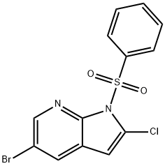 5-BROMO-2-CHLORO-1-(PHENYLSULFONYL)-1H-PYRROLO[2;3-B]PYRIDINE;1H-PYRROLO[2;3-B]PYRIDINE; 5-BROMO-2-CHLORO-1- (PHENYLSULFONYL)- 结构式