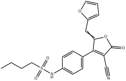 N-[4-(4-cyano-2-furfurylidene-2,5-dihydro-5-oxo-3-furyl)phenyl]butane-1-sulfonamide 结构式