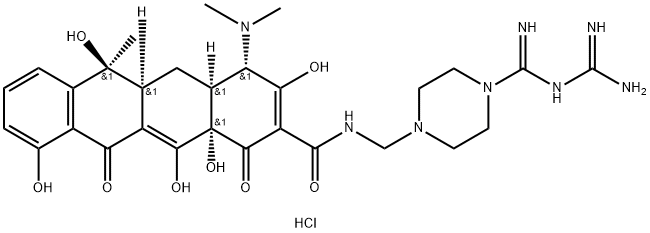 2-Naphthacenecarboxamide, N-[[4-[[(aminoiminomethyl)amino]iminomethyl]-1-piperazinyl]methyl]-4-(dimethylamino)-1,4,4a,5,5a,6,11,12a-octahydro-3,6,10,12,12a-pentahydroxy-6-methyl-1,11-dioxo-, dihydrochloride, [4S-(4alpha,4aalpha,5aalpha,6bet