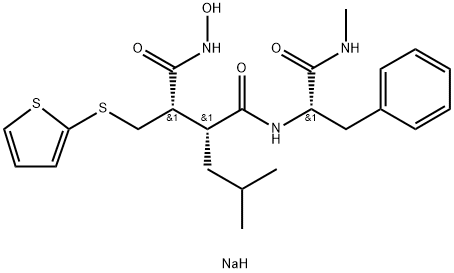 (2S,3R)-N-羟基-N'-[(2S)-1-甲基氨基-1-氧代-3-苯基丙-2-基]-3-异丁基-2-(噻吩-2-基硫甲基)丁二酰胺单钠盐 结构式