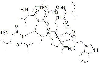 acetyl-tryptophyl-isoleucyl-alanyl-aminoisobutyryl-isoleucyl-valyl-aminoisobutyryl-leucyl-aminoisobutyryl-proline methyl ester 结构式