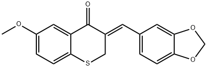 (Z)-2,3-Dihydro-3-(1,3-benzodioxol-5-ylmethylene)-6-methoxy-4H-1-benzo thiopyran-4-one 结构式