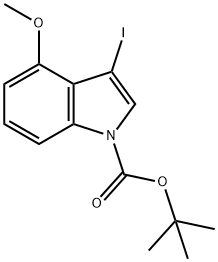 3-碘-4-甲氧基-1H-吲哚-1-羧酸甲酯 叔丁酯 结构式