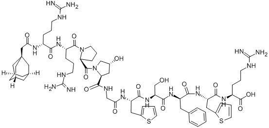 (1-腺嘌呤乙酰基-D-精氨酸0,羟脯氨酸3,-(2-二噻吩基)丙氨酸5,8,D-苯丙氨酸7)-舒缓激肽 结构式