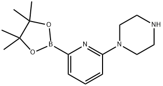1-(6-(4,4,5,5-四甲基-1,3,2-二氧硼杂环戊烷-2-基)吡啶-2-基)哌嗪 结构式