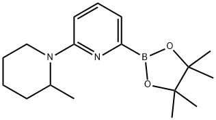 2-(2-甲基哌啶-1-基)-6-(4,4,5,5-四甲基-1,3,2-二氧杂硼烷-2-基)吡啶 结构式