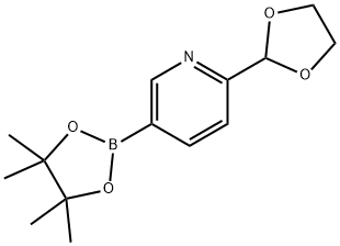 2-(1,3-1,3-二氧戊环-2-基)-5-(4,4,5,5-四甲基-1,3,2-二氧杂环戊硼烷-2-基)吡啶 结构式