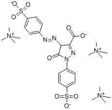 Methanaminium, N,N,N-trimethyl-, salt with 4,5-dihydro-5-oxo-1-(4-sulfophenyl)-4-(4-sulfophenyl)azo-1H-pyrazole-3-carboxylic acid (3:1) 结构式