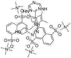 Methanaminium, N,N,N-trimethyl-, salt with 3,3-6-(2-hydroxyethyl)amino-1,3,5-triazine-2,4-diylbisimino(2-methyl-4,1-phenylene)azobis1,5-naphthalenedisulfonic acid (4:1) 结构式