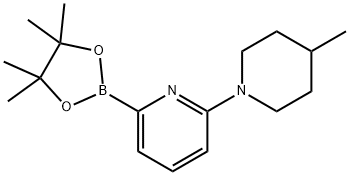 2-(4-甲基哌啶-1-基)-6-(4,4,5,5-四甲基-1,3,2-二氧硼杂环戊烷-2-基)吡啶 结构式