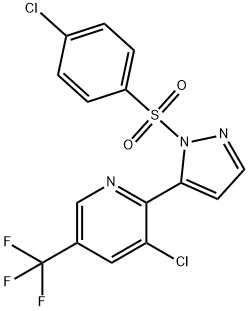 3-Chloro-2-[2-(4-chloro-benzenesulfonyl)-2H-pyrazol-3-yl]-5-trifluoromethyl-pyridine 结构式