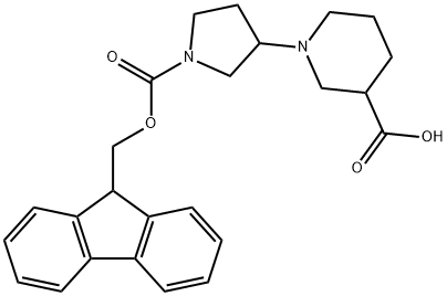 1-(1-(((9H-芴-9-基)甲氧基)羰基)吡咯烷-3-基)哌啶-3-羧酸 结构式
