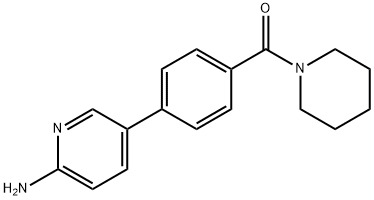 2-氨基-5-[4-(哌啶基羰基)苯基]吡啶 结构式