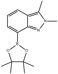 2,3-Dimethyl-7-(4,4,5,5-tetramethyl-1,3,2-dioxaborolan-2-yl)-2H-indazole 结构式