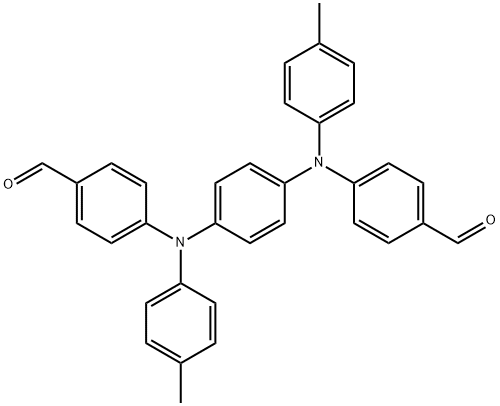 双-4-苯甲醛,4'-[1,4-亚苯基双[(4-苄基)胺]] 结构式