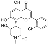 (-)-2-(2-氯苯基)-5,7-二羟基-8-[(3S,4R)-3-羟基-1-甲基-4-哌啶基]-4H-1-苯并吡喃-4-酮盐酸盐 结构式