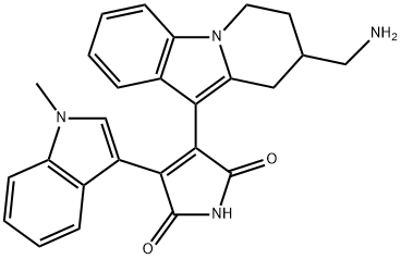 3-[8-(氨基甲基)-6,7,8,9-四氢吡啶并[1,2-A]吲哚-10-基]-4-(1-甲基-1H-吲哚-3-基)-1H-吡咯-2,5-二酮 结构式