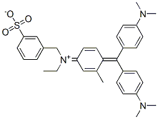 N-Ethyl-N-[4-[bis[4-(dimethylamino)phenyl]methylene]-3-methyl-2,5-cyclohexadien-1-ylidene]-3-sulfonatobenzenemethanaminium 结构式