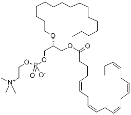 1-O-HEXADECYL-2-(5Z,8Z,11Z,14Z,17Z-EICOSAPENTAENOYL)-SN-GLYCERO-3-PHOSPHOCHOLINE;C16-20:5 PC 结构式