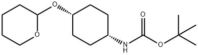 cis-[2-(4-tert-Butyloxycarbonylamino)cyclohexyloxy]tetrahydro-2H-pyran 结构式