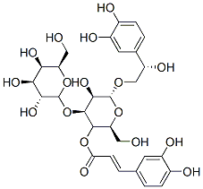 [(2R,3R,4S,5R,6R)-6-[(2S)-2-(3,4-dihydroxyphenyl)-2-hydroxy-ethoxy]-5-hydroxy-2-(hydroxymethyl)-4-[(2S,3R,4S,5R,6R)-3,4,5-trihydroxy-6-(hydroxymethyl)oxan-2-yl]oxy-oxan-3-yl] 3-(3,4-dihydroxyphenyl)prop-2-enoate 结构式
