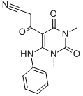 1,2,3,4-TETRAHYDRO-1,3-DIMETHYL-BETA,2,4-TRIOXO-6-(PHENYLAMINO)-5-PYRIMIDINEPROPANENITRILE 结构式