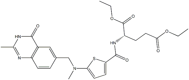 N-[5-[N-[(3,4-二氢-2-甲基-4-氧-6-喹唑啉基)甲基]-N-甲基氨基]-2-噻吩甲酰]-L-谷氨酸二乙酯 结构式