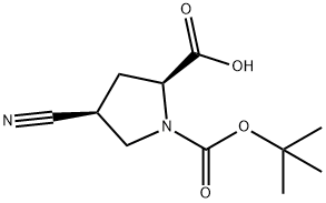 (2S,4S)-4-氰基-1,2-吡咯烷二羧酸 1-叔丁酯 结构式