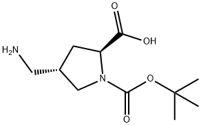 (2S,4S)-4-(氨基甲基)吡咯烷-1,2-二羧酸 1-叔丁酯 结构式