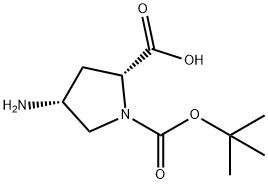 1-N-BOC-4(R)-氨基-吡咯烷-2(R)-羧酸 结构式