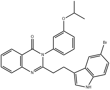 2-[2-(5-溴-1H-吲哚-3-基)乙基]-3-[3-(1-甲基乙氧基)苯基]-4-(3H-)-喹唑啉酮 结构式