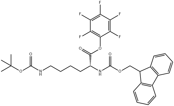 N'-叔丁氧羰基-N-芴甲氧羰基-D-赖氨酸五氟苯基酯 结构式
