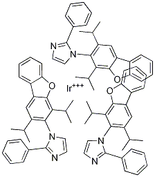 三[1-(2,4-二异丙基二苯并[BD呋喃-3-基)-2-苯基-1H-咪唑]合铱(III) 结构式