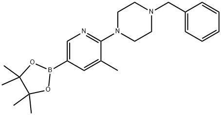 1-benzyl-4-(3-Methyl-5-(4,4,5,5-tetraMethyl-1,3,2-dioxaborolan-2-yl)pyridin-2-yl)piperazine 结构式